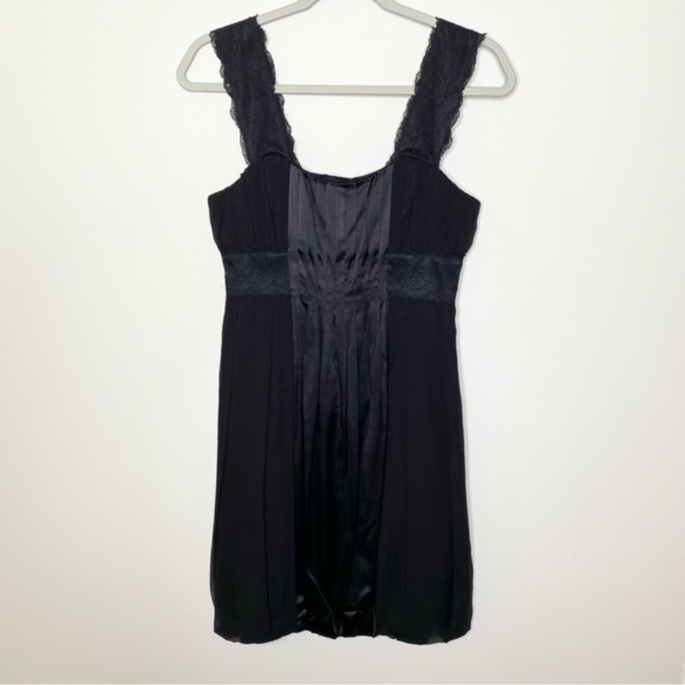 Diane Von Furstenberg Acanthe Silk Lace Trim Mini Dress Black Size 4